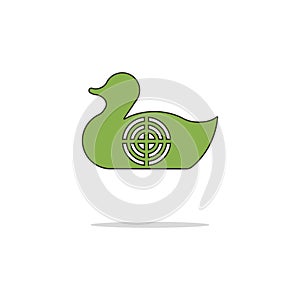 Duck target color thin line icon.Vector illustration