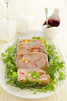 Duck terrine with pistachios
