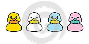 Duck vector icon shower logo bathroom bird soap bubble chicken character cartoon symbol isolated doodle illustration design