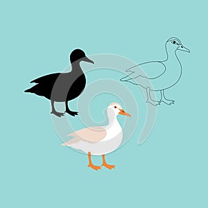 duck vector illustration style flat black silhouette