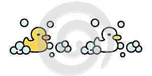 duck vector shower soap bubble icon bathing scarf logo cartoon character yellow rubber duck bird chicken symbol doodle