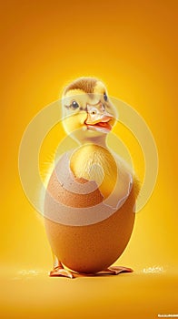 Duckling Emerges From Eggshell