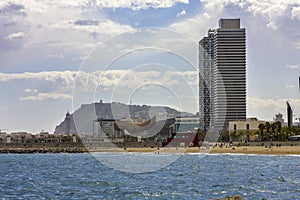 Port of Barcelona and beach photo