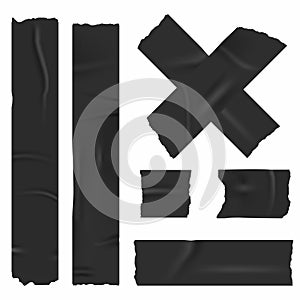 Duct adhesive tape. Realistic stripes set