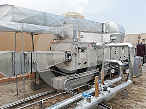 Ducting on a rooftop Air Handling Unit