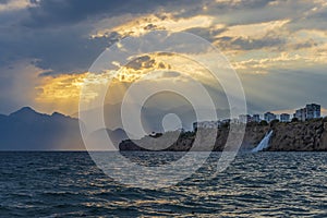 Duden Waterfall view in Antalya City of Turkey