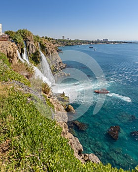 Duden Waterfall view in Antalya City of Turkey