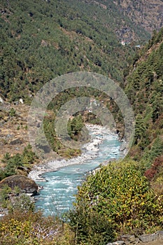 Dudh Kosi river in Himalayas photo