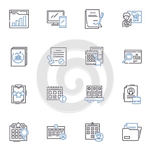 Due date line icons collection. Deadline, Expectancy, Timeframe, Term, Arrival, Anticipation, Countdown vector and