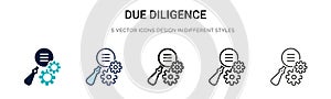 Due diligence icon in filled, thin line, outline and stroke style. Vector illustration of two colored and black due diligence