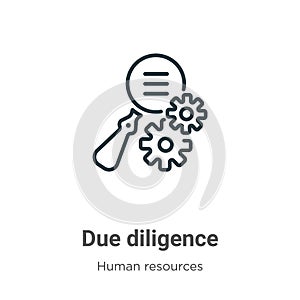 Due diligence outline vector icon. Thin line black due diligence icon, flat vector simple element illustration from editable human