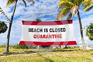 Due to the Corona Virus Covid-19 pandemic, beaches are closed. Beach holidays are forbidden. Epidemic among tourists. entrance to