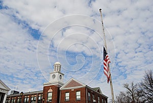 American Flag Half Staff, Coronavirus, COVID-19, Rutherford, NJ, USA