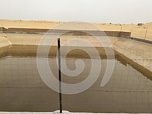 Due to the scarcity of water in Rajasthan, India, water has to be stored, hence the photo of stock water