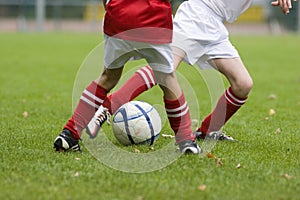 Duel of football players