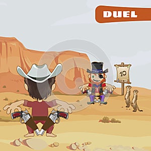 Duel between two guys, characters of the wild West