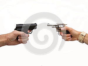 Dueling handguns photo