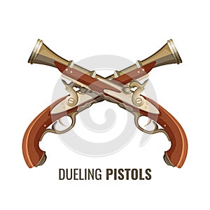 Dueling pistols with luxurious vintage design of wood and metal
