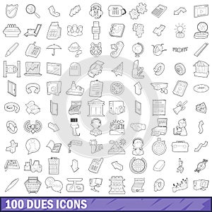 100 dues icons set, outline style photo