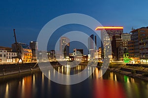 Duesseldorf Mediaharbour at night