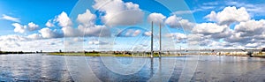 Duesseldorfer Skyline with Rheinkniebruecke (bridge), Germany