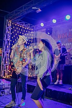 Duet music perform on stage