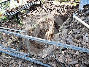 Dug empty grave in old cemetery