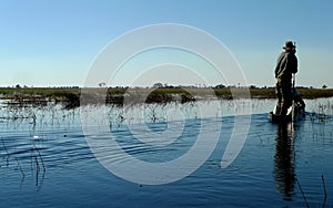 A dug-out on the Okavango Delta