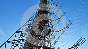 Duga Radar in Chernobyl Exclusion Zone. Chernobyl nuclear accident occurred on 26 April 1986. spring time