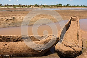 Dugout canoes at the Galana river Kenya photo