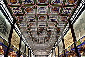 Dujiangyan, China: Hand-painted Ceiling of Nan Qiao Covered Bridge