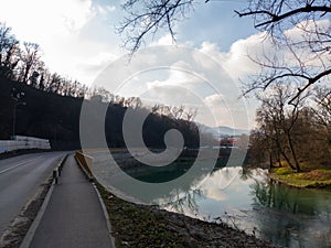 Street next to the Vrbas river in city of Banja Luka photo
