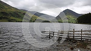 A dull overcast choppy day Buttermere English Lake District Cumbria