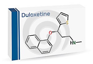 Duloxetine antidepressant drug molecule. It is used to treat anxiety disorder, neuropathic pain, osteoarthritis. Skeletal