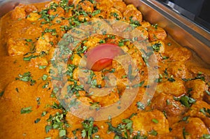 Dum aloo punjabi dish at an indian restaurant