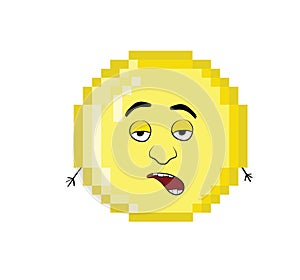 Dumb looking illustration of Pixel art golden coin