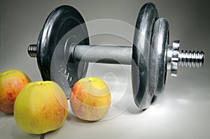 Dumbbell and apples