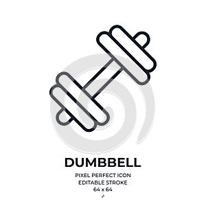 Dumbbell editable stroke outline icon isolated on white background flat vector illustration. Pixel perfect. 64 x 64