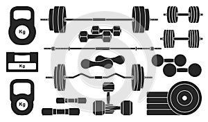 Dumbbell of fitness vector black set icon. Vector illustration barbell on white background. Isolated black set icon
