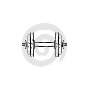 Dumbbell for gym hand drawn outline doodle icon.