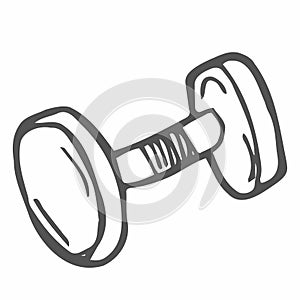 Dumbbell for gym hand drawn outline doodle icon. Muscle lifting, fitness dumbbell, gym equipment concept. Vector sketch