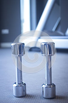 Dumbbell gym weights in sports health club