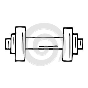 dumbbell. hand drawn doodle icon. , scandinavian, nordic, minimalism, monochrome. sports equipment, muscle training.