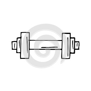dumbbell. hand drawn doodle icon. vector, scandinavian, nordic, minimalism, monochrome. sports equipment, muscle