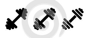 Dumbbell icon. Set of dumbbell icons. Dumbbells for a sports hall. Black sign design