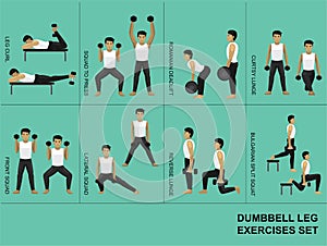 Dumbbell Leg Exercise Moves Manga Gym Set Illustration