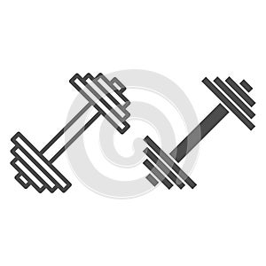 Dumbbell line and glyph icon. Weights vector illustration isolated on white. Bodybuilding equipment outline style design