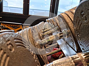 dumbbell rack with different weights in the gym