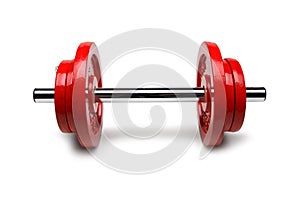 Dumbbell with Red Plates, Weight Training, Weightlifting in Gym