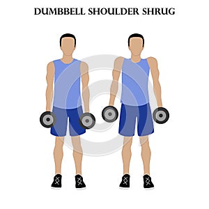 Dumbbell shoulder shrug exercise strength workout illustration